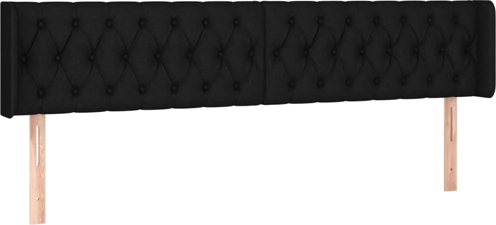 vidaXL Tăblie de pat cu aripioare negru 203x16x78/88 cm textil