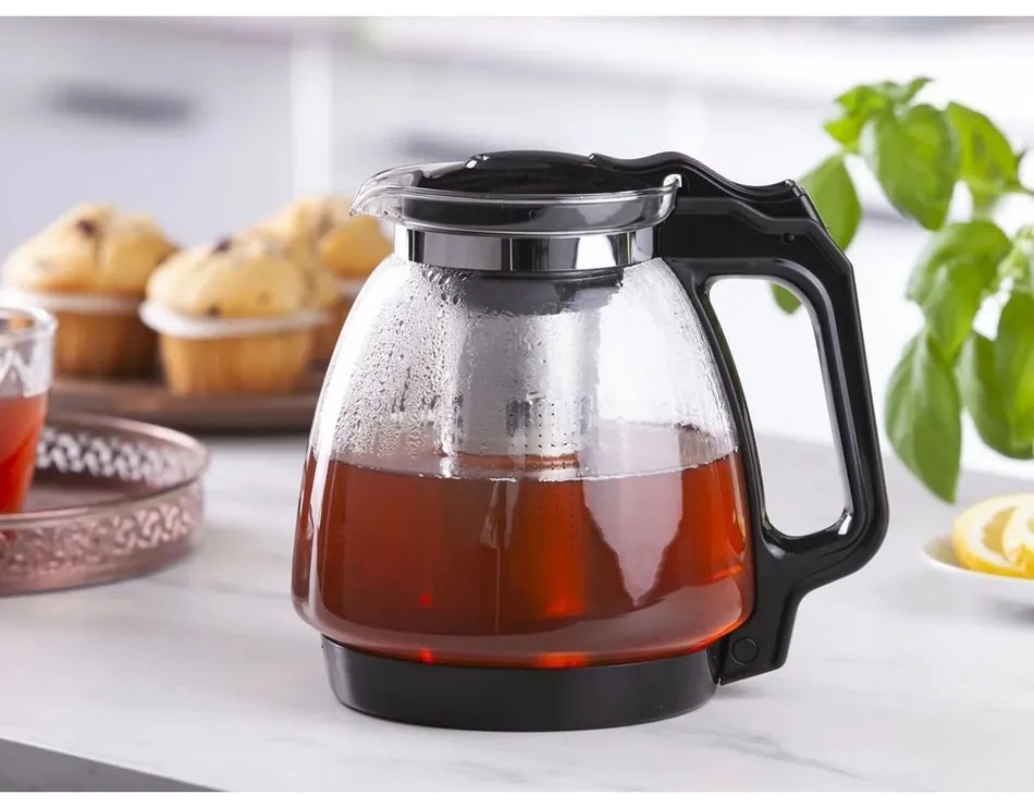 Ceainic din sticlă Altom cu infuzor 2,3 l,negru