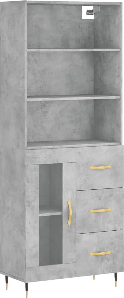 vidaXL Dulap înalt, gri beton, 69,5x34x180, lemn compozit