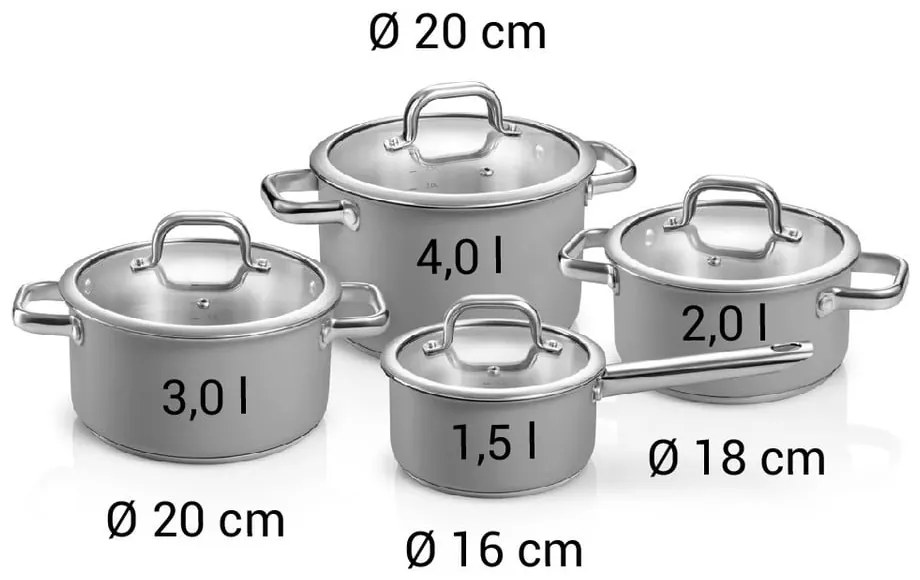 Set de vase pentru gătit 8 buc. din oțel inoxidabil Delight – Tescoma