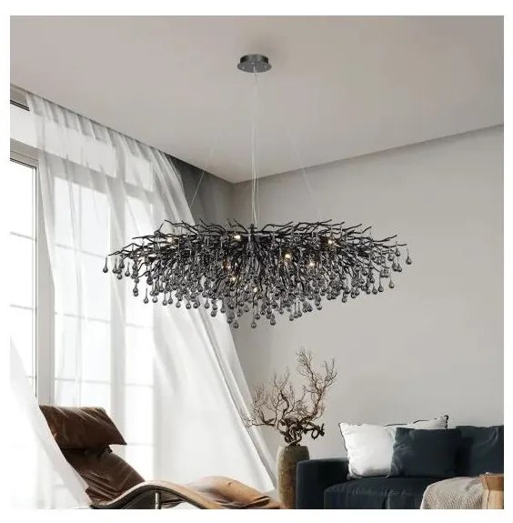 Paul Neuhaus 2031-18 - Lustră pe cablu ICICLE 15xG9/40W/230V 75x150 cm negru