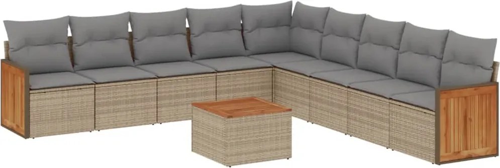 vidaXL Set canapele de grădină cu perne, 10 piese, bej, poliratan
