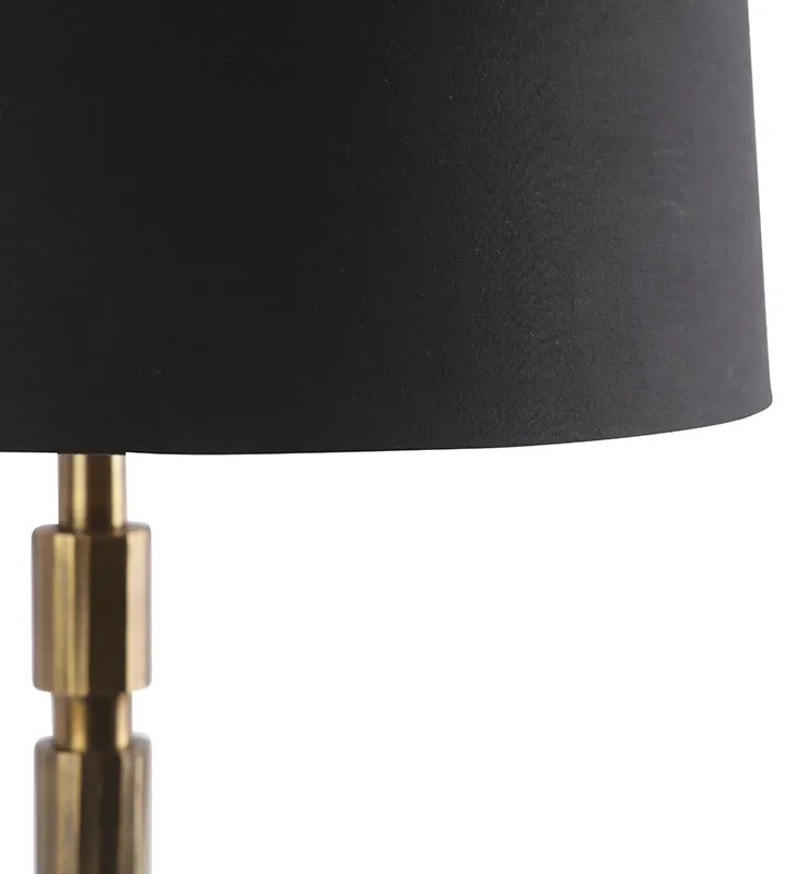 Lampă de masă Art Deco bronz cu abajur din bumbac negru 45 cm - Torre
