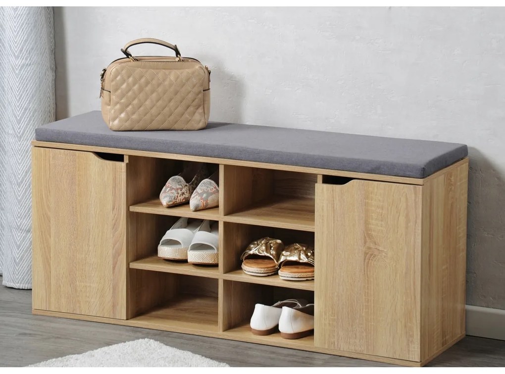 Kesper 15928 Suport pantofi cu scaun, decorstejar, 103 x 48 x 30,5 cm