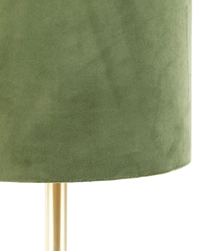 Lampă de masă botanică din alamă cu abajur verde 25 cm - Simplo