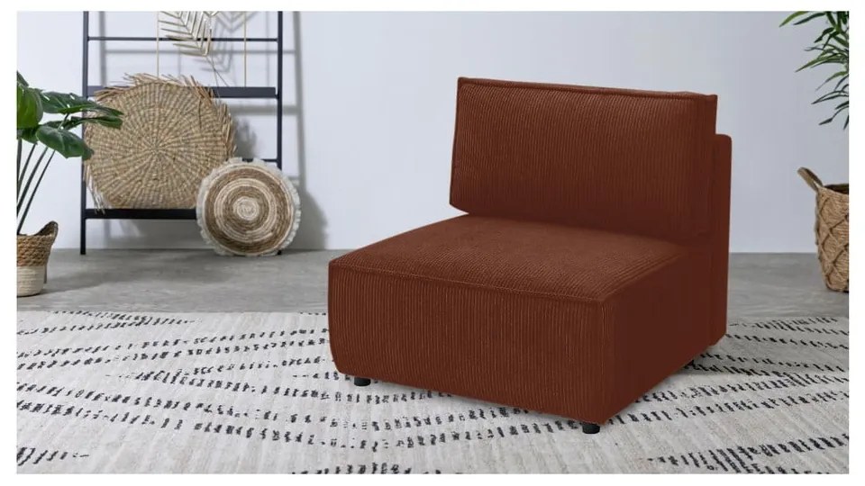 Modul pentru canapea cărămiziu cu tapițerie din catifea reiată (de mijloc) Nihad modular – Bobochic Paris