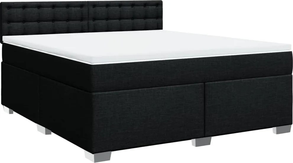 vidaXL Pat box spring cu saltea, negru, 180x200 cm, catifea