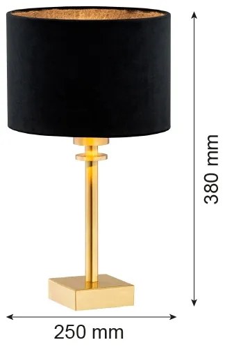 Lampă de masă ABBANO 1xE27/15W/230V alamă/neagră Argon 8049