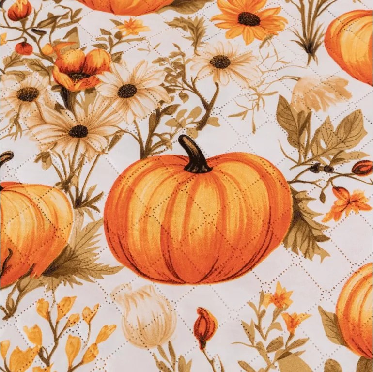 Cuvertura de pat FLOWERS AND PUMPKINS, portocaliu Dimensiune: 170 x 210 cm
