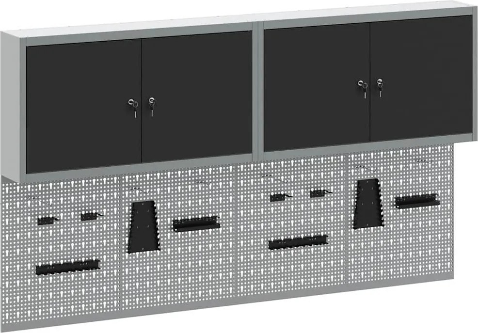 vidaXL Set dulap de unelte 6 pcs Negru Oțel vopsit electrostatic