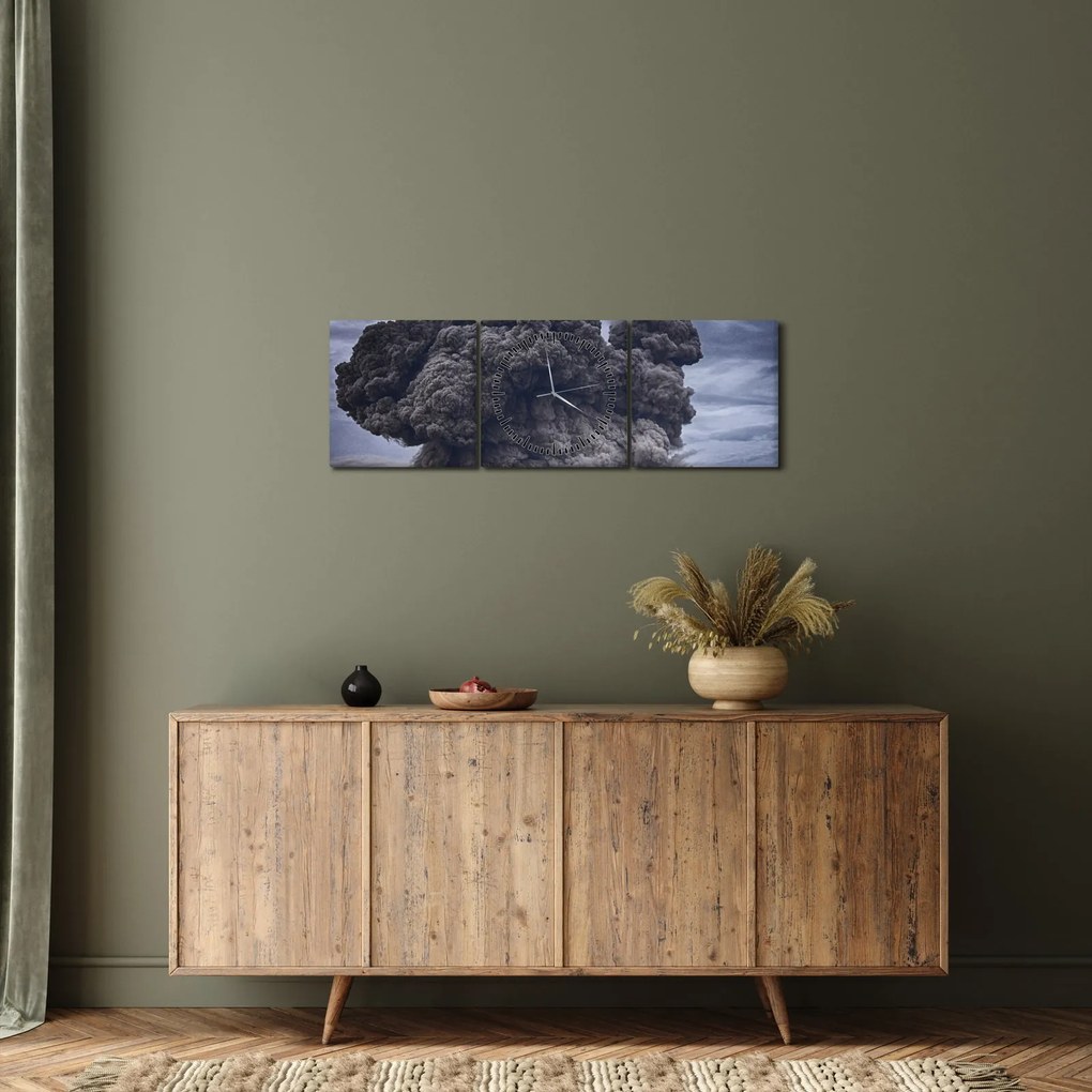 Tablou - Erupție vulcanică (cu ceas) (90x30 cm)