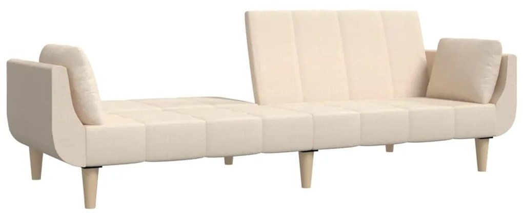 Canapea extensibila cu 2 locuri, 2 perne, crem, textil Crem, Fara scaunel pentru picioare Fara scaunel pentru picioare
