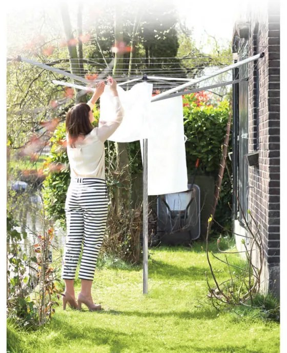 Uscator de rufe pentru exterior Brabantia TopSpinner 90300260, 40 m, Tepusa din metal pentru infigere, Rezistent la coroziune, Inox