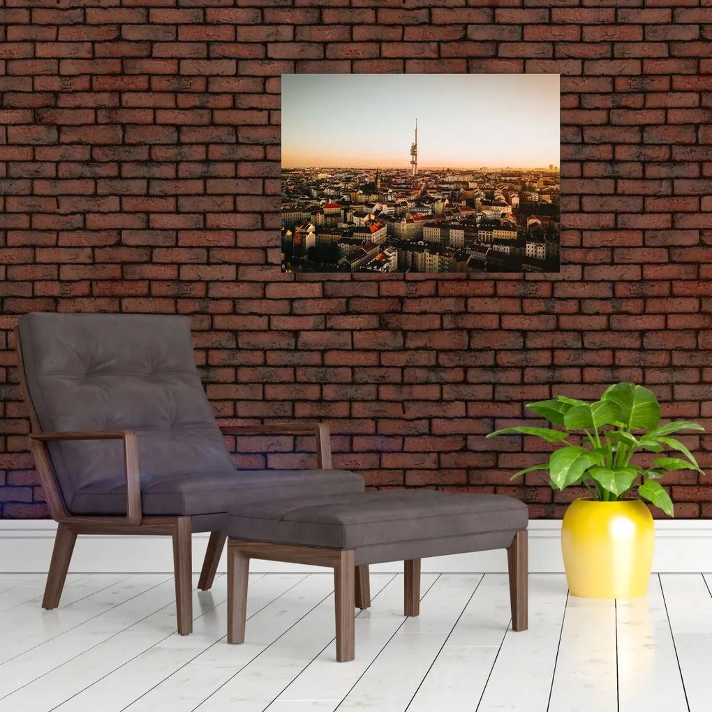 Tablou apusului de soare deasupra orașului Zizkov (70x50 cm)