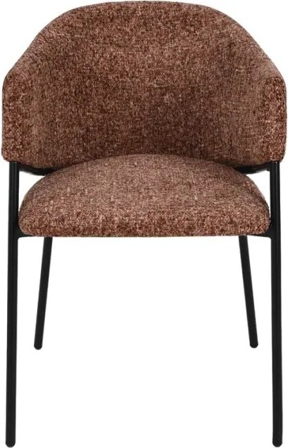 Set de 2 scaune aspect retro, Metal Negru, Chenille Maro, NOBLESSE A-47579 VC