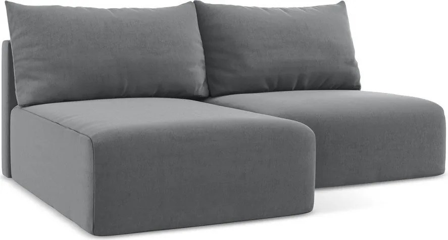 Colțar gri extensibil/cu spațiu de depozitare cu tapițerie din catifea (cu colț pe partea stângă/cu șezlong) Kalena – Makamii