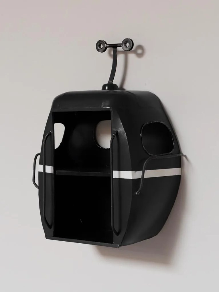Raft negru de perete in forma de telegondola, "Cable car"