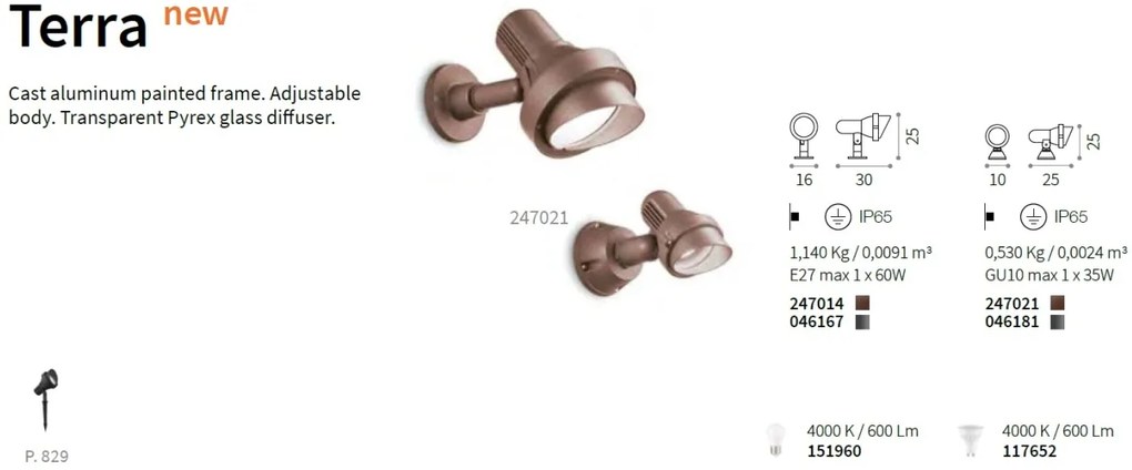Corp iluminat exterior cu tarus IP65 TERRA PT1 SMALL NERO 046211