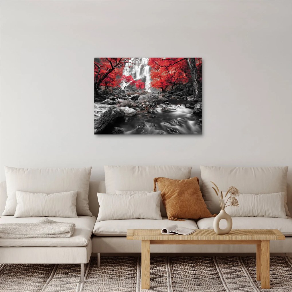 Tablou - Cascade în peisajul de toamnă (70x50 cm)