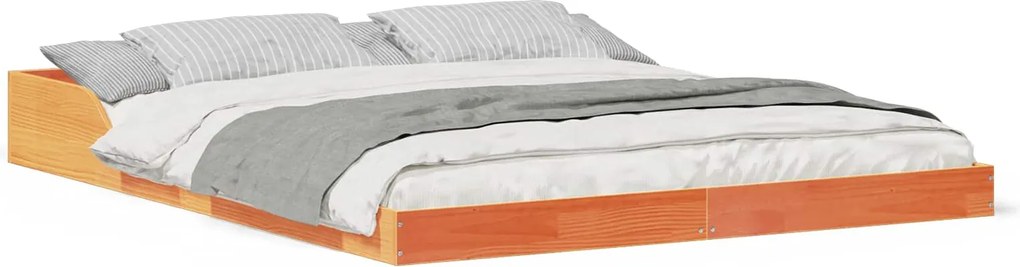 vidaXL Cadru de pat Maroniu cerat 160 x 210 cm Lemn de pin masiv