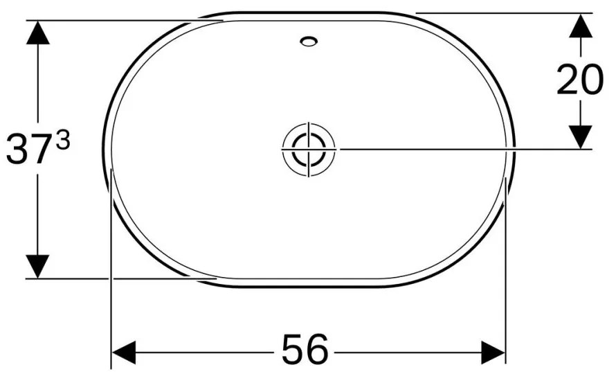 Lavoar baie incastrat alb 60 cm, oval, Geberit Variform Eliptic Fara orificiu