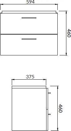 Dulap baie suspendat pentru lavoar Cersanit Lara, 60 cm, nuc, doua sertare - Resigilat