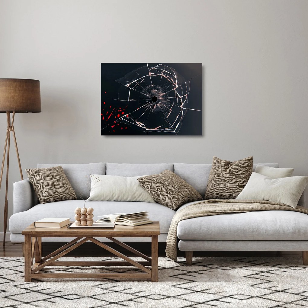 Tablou pe sticlă abstract - sticla spartă (70x50 cm)