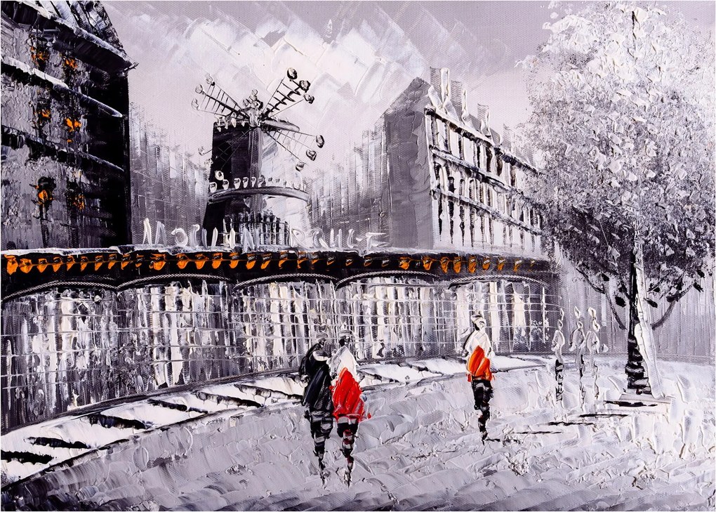 Tablou pe sticlă - Pictură în ulei a orașului II. (70x50 cm)