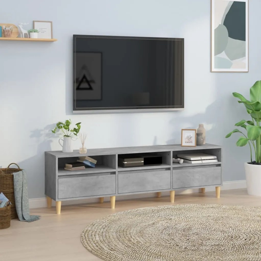 vidaXL Comodă TV, gri beton, 150x30x44,5 cm, lemn prelucrat