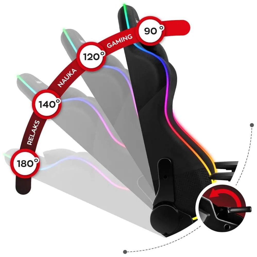 Fotoliu gaming Fusion 6.2 (negru + multicolor) (s osvetlením). 1087486