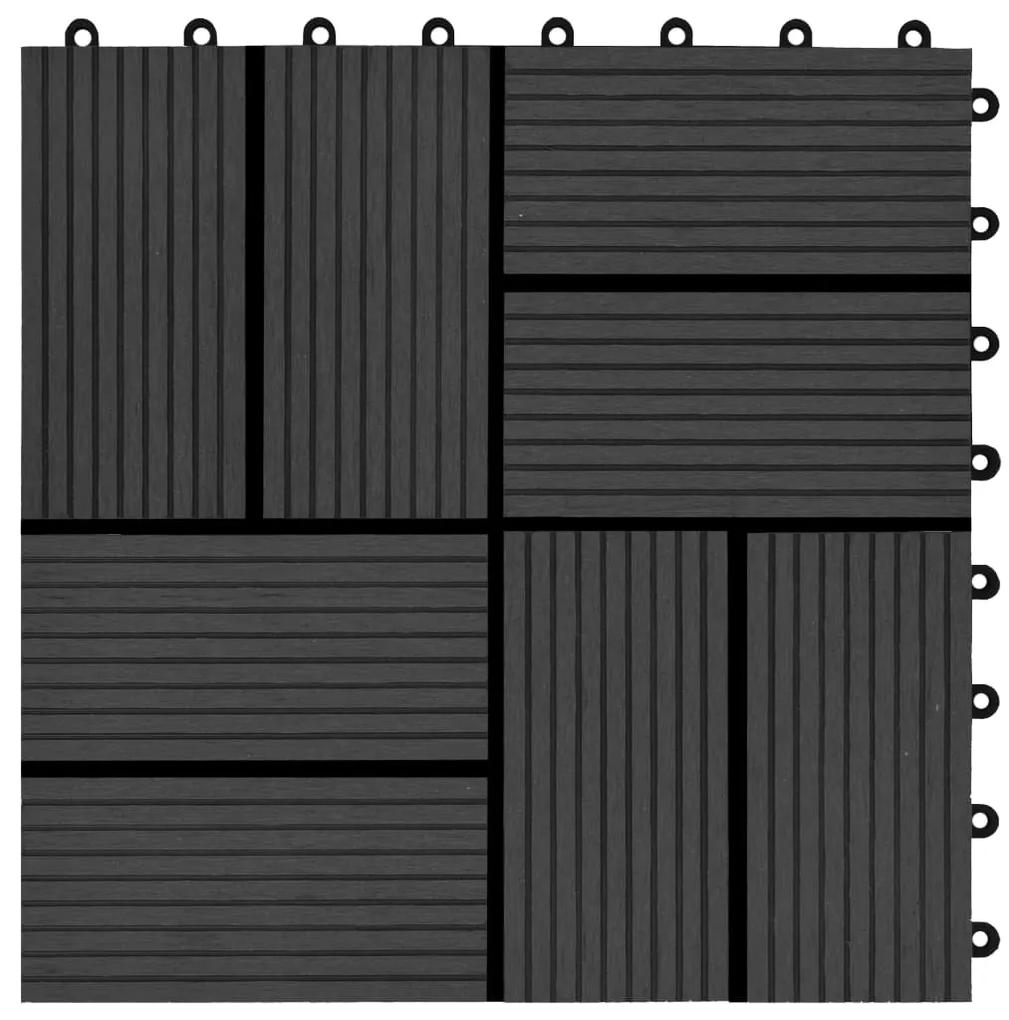 Placi de pardoseala 11 buc, negru, 30 x 30 cm, WPC, 1 mp Negru, 11, Model 3