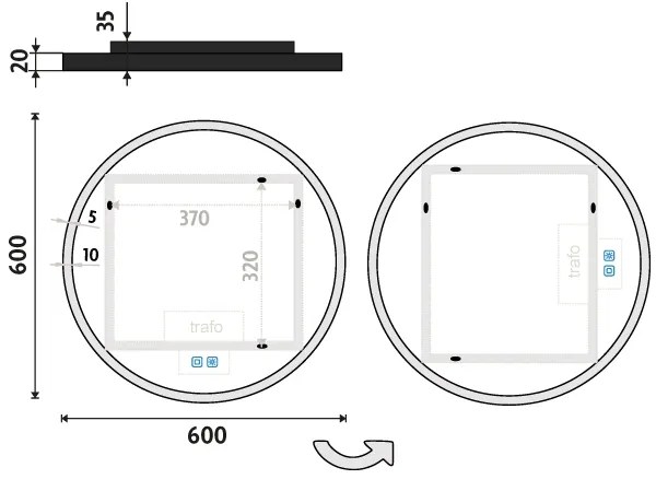 NIMCO ZPC 28000RVX-90 - Oglindă LED pentru baie, 3000–6500 K, diametru 60 cm, IP44