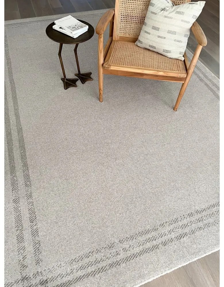 Covor crem din lână 300x400 cm Calisia M Grid Rim – Agnella