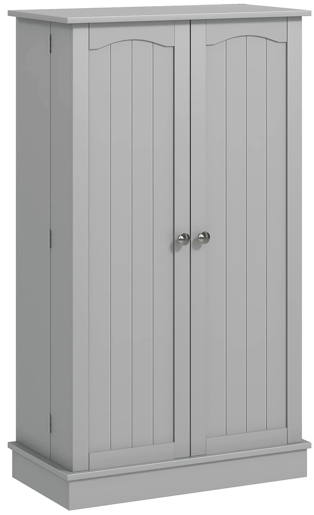 HOMCOM Dulap mobilier de bucătărie cămară cu 2 uși cu 5 rafturi și 12 suporturi pentru condimente - 60 x 30 x 104 cm - gri | Aosom Romania