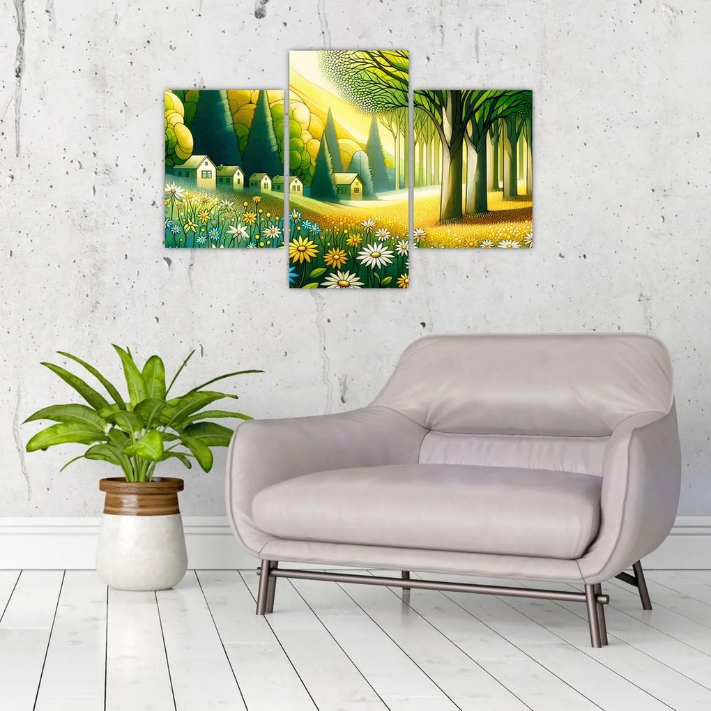 Tablou - Sat în galben-verde (90x60 cm)