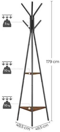 Cuier de podea LINEA negru/maro