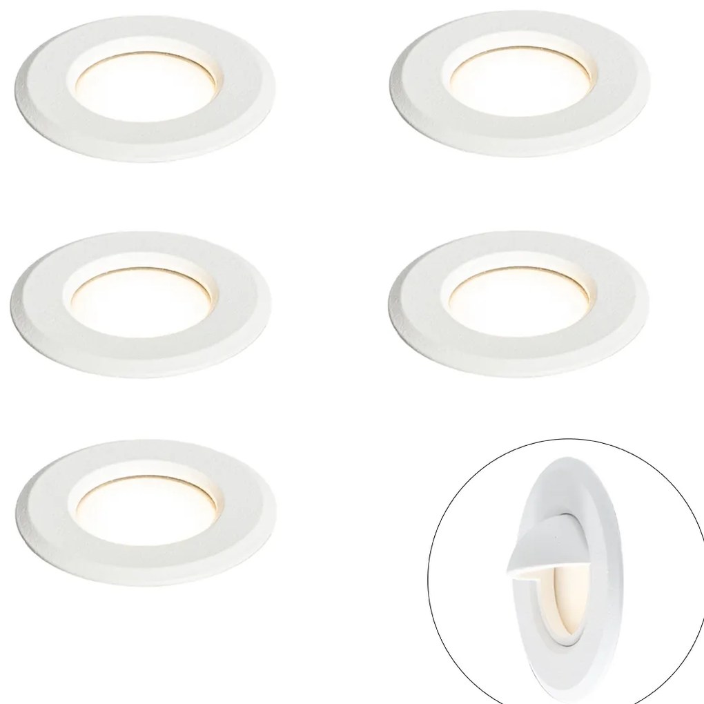 Set de 5 spoturi încastrate moderne albe, inclusiv LED IP67 - Linsey