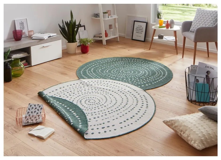 Covor reversibil pentru exterior NORTHRUGS Bali, Ø 140 cm, verde