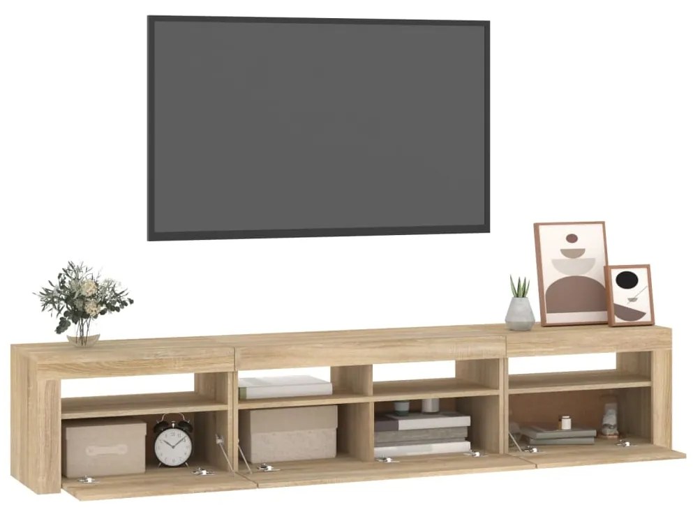 Comoda TV cu lumini LED, stejar sonoma, 210x35x40 cm 1, Stejar sonoma, 210 x 35 x 40 cm