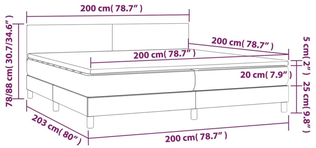 Pat box spring cu saltea, maro, 200x200 cm, piele ecologica