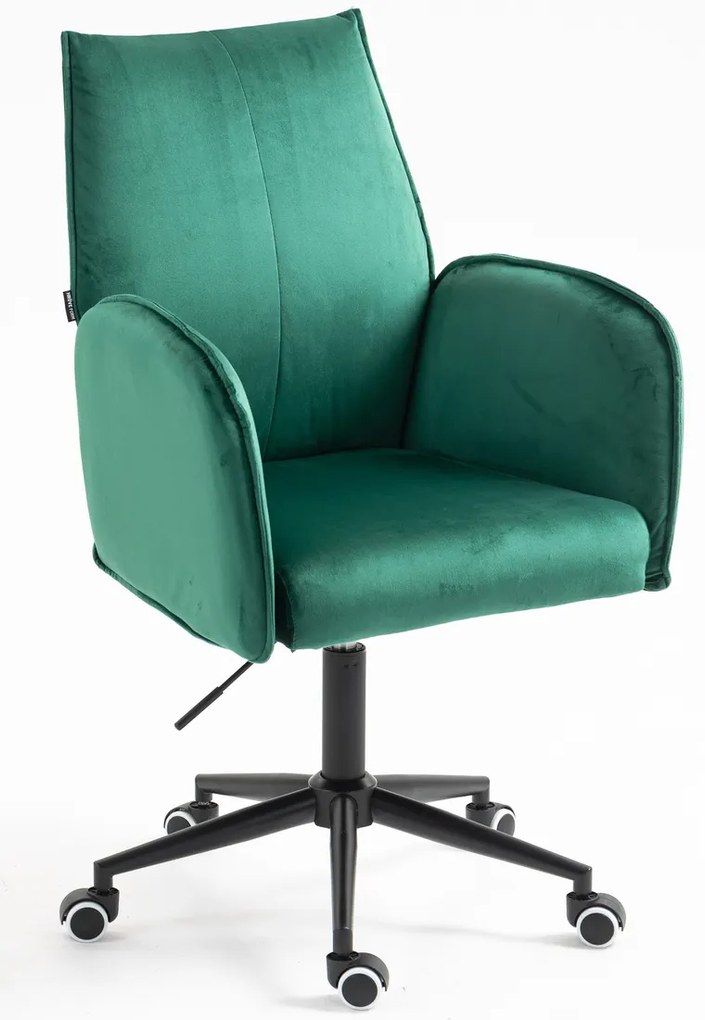 HR280K Scaun Verde din Catifea cu Bază Neagră