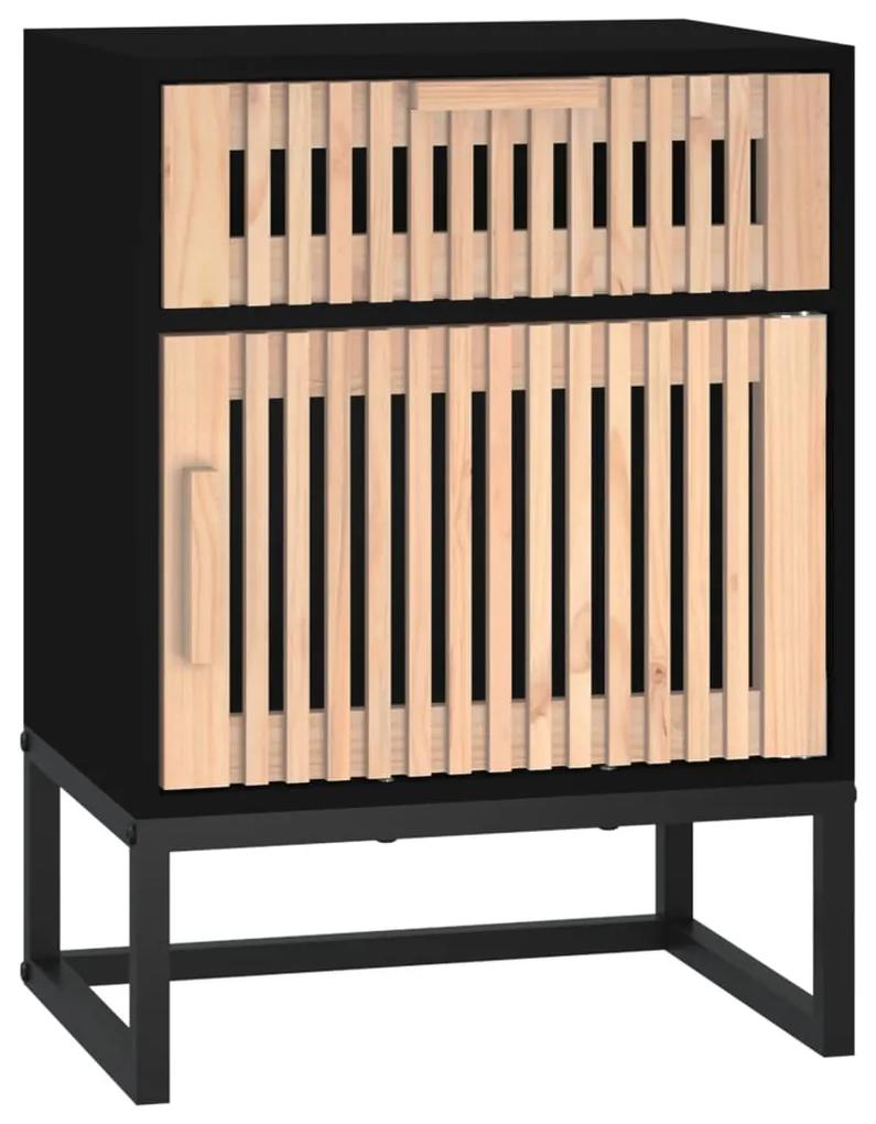 352093 vidaXL Dulap noptieră, negru, 40x30x55,5 cm, lemn prelucrat&fier