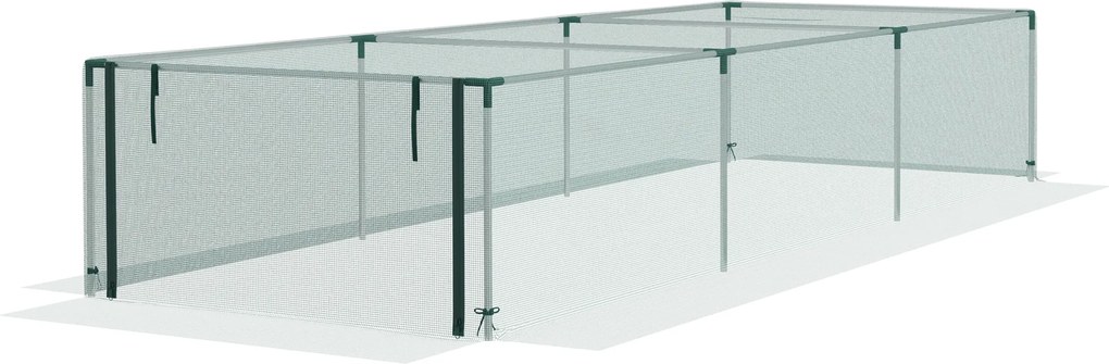 Outsunny Plasă de protecție pentru plante, protecție pentru legume, ușă cu fermoar, cadru din oțel, 125x125x62,5 cm, Grün/Silber | Aosom Romania