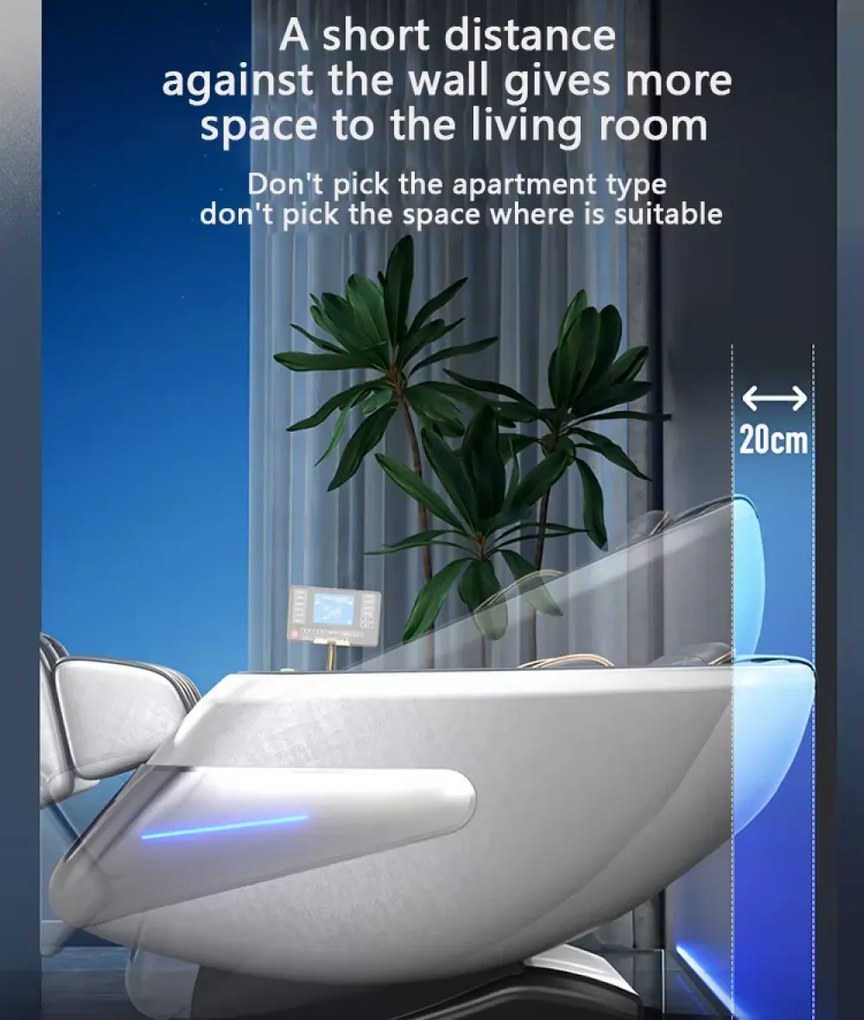 Fotoliu de masaj HADES, cu Incalzire, Bluetooth, Display, Ecran tactil, Controler rapid cotiera, Zero Gravity, 2 Boxe, Moduri Automate, Suport Picioare extensibil, Piele PU Premium, Gri