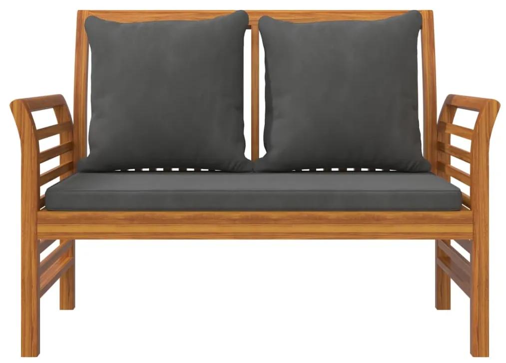 Set mobilier de gradina cu perne, 4 piese, lemn masiv de acacia Canapea cu 2 locuri + 2x fotoliu + masa, 1, Morke gra