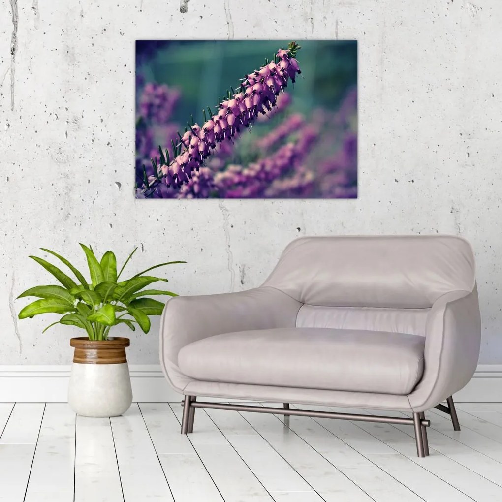 Tablou pe sticlă cu floare violetă (70x50 cm)