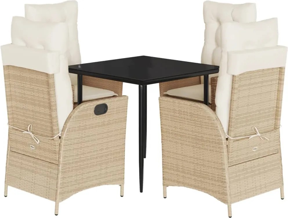 vidaXL Set mobilier de grădină cu perne, 5 piese, bej, poliratan