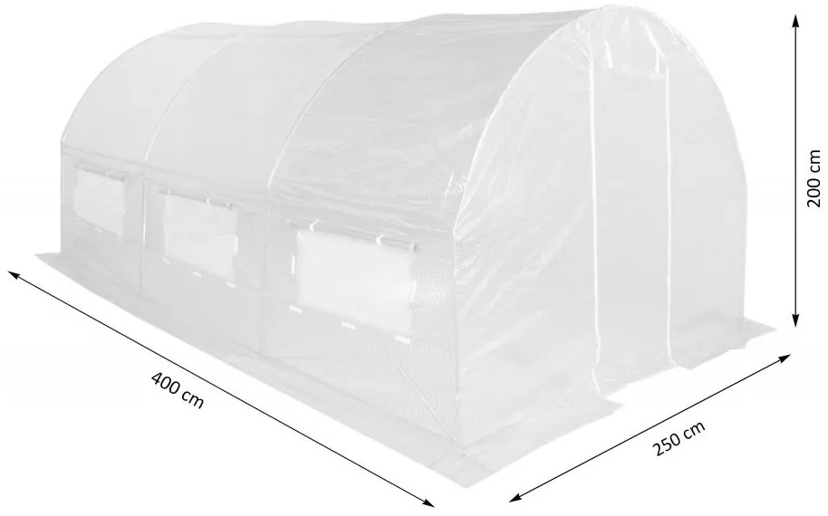 Solariu de aluminiu 250 x 400 cm (10 m2) alb