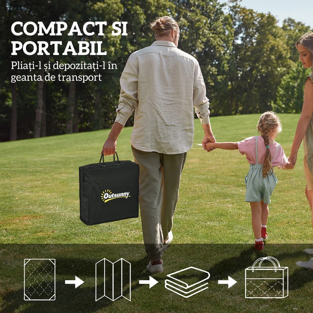 Outsunny Covor Reversibil pentru Exterior, Impermeabil, din Paie de Plastic, 182x274 cm, Albastru | Aosom Romania