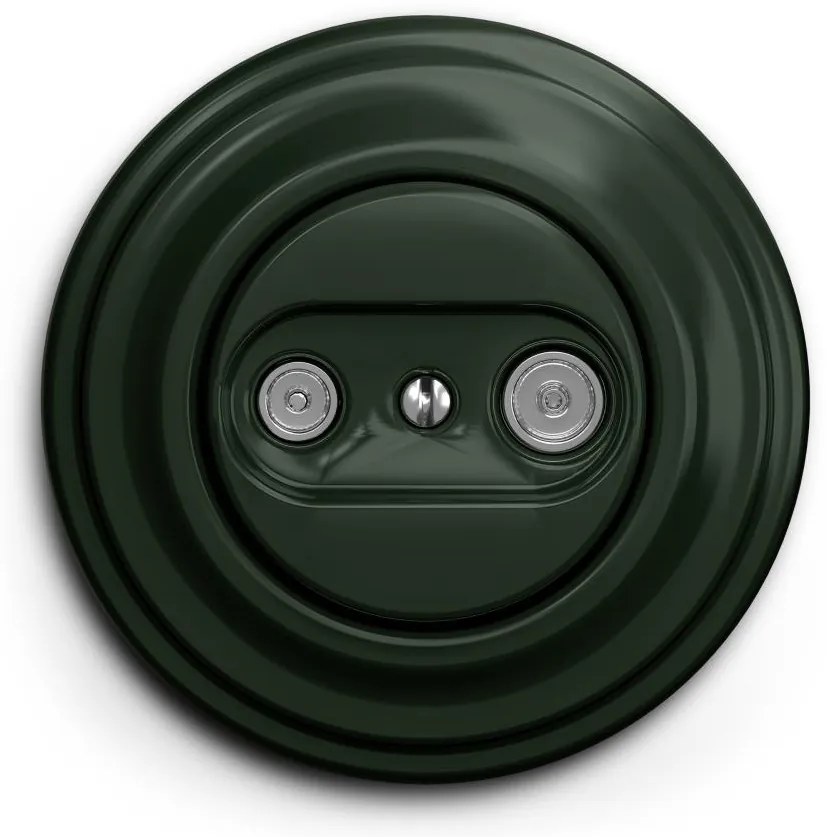 Kliklap - Priză retro TV+R (cu trecere) cu ramă verde